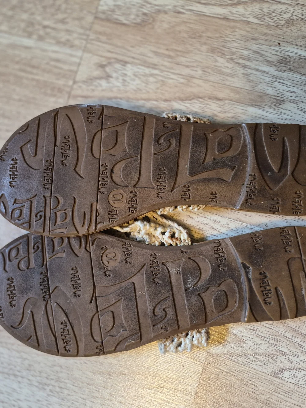 Mad Love Beige Macramé Toe-Post Sandals